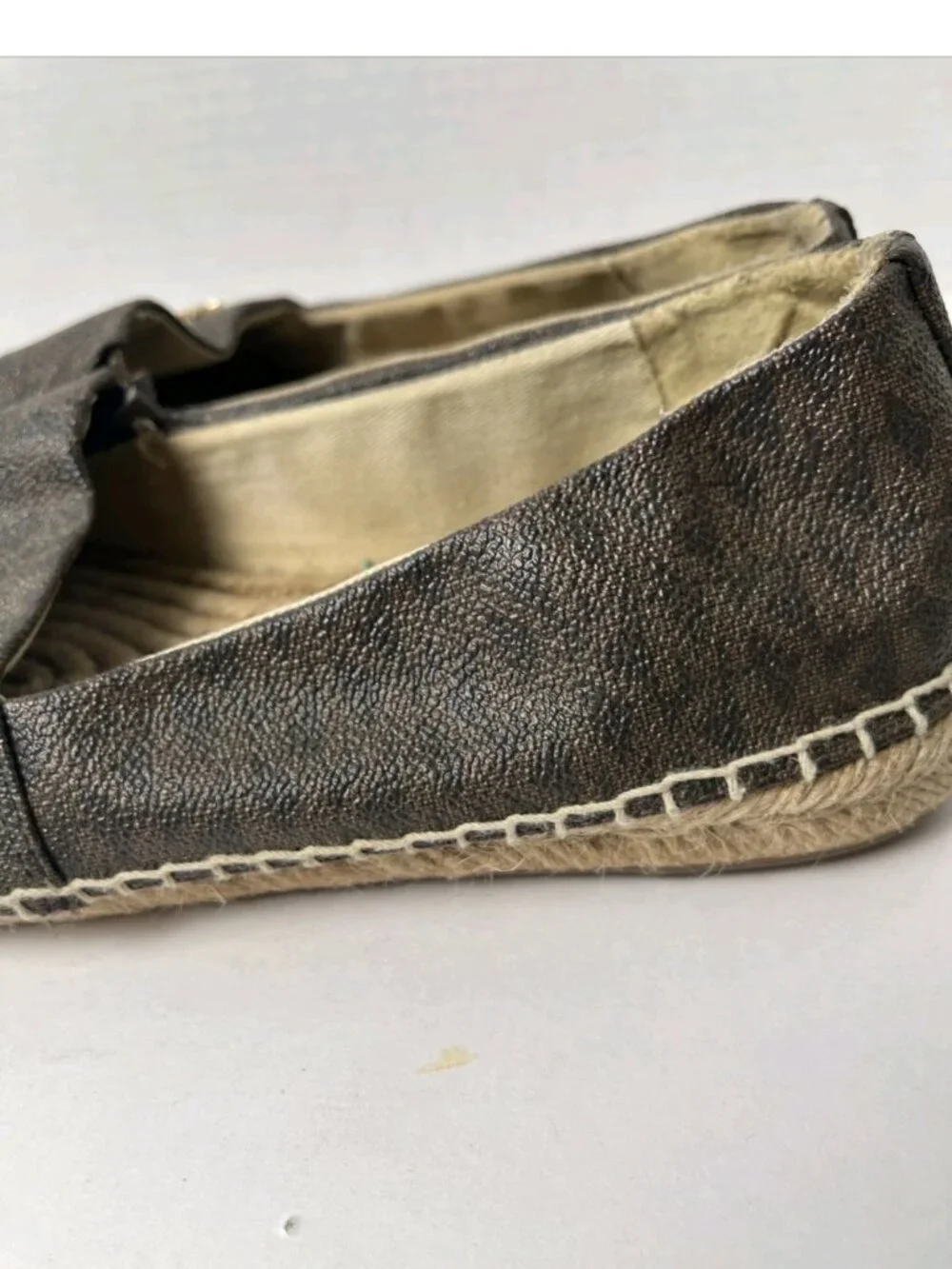 Michael Kors MK Logo Brown Espadrille Flats Size 8.5M